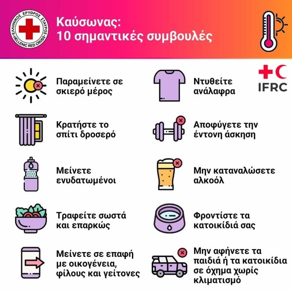 Καύσωνας: Οδηγίες προστασίας για τις ευάλωτες ομάδες πληθυσμού και τους τετράποδους φίλους μας