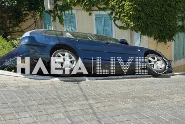 Τροχαίο στον Πύργο: Αυτοκίνητο κατέληξε σε αυλή σπιτιού
