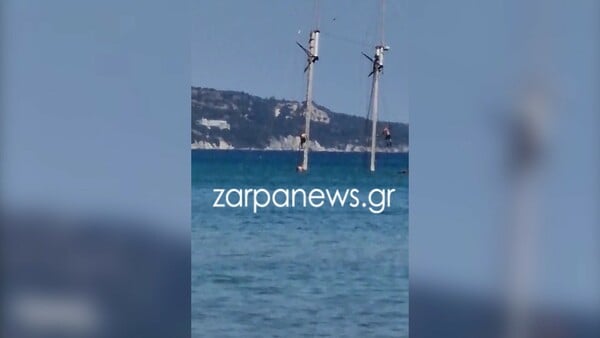 Χανιά: Νεαροί σκαρφάλωναν και έκαναν βουτιές από το κατάρτι ενός βυθισμένου ιστιοφόρου