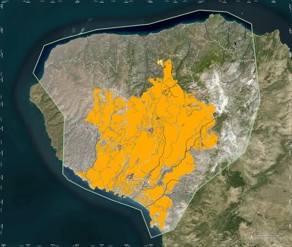 Copernicus για τη φωτιά στη Χίο: Περίπου 70.000 στρέμματα επηρεάστηκαν από τις φλόγες