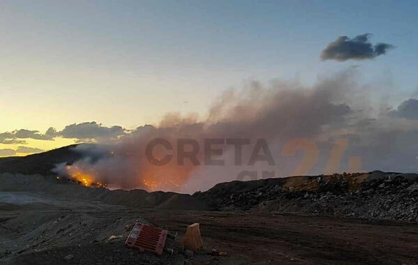 Χανιά: Μαίνεται η φωτιά που ξέσπασε την Πέμπτη κοντά σε εργοστάσιο ανακύκλωσης