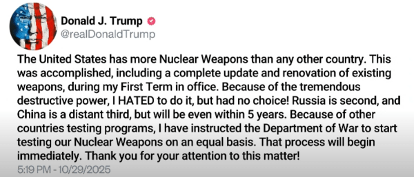 Πούτιν: Εντολή για προετοιμασία πυρηνικών δοκιμών μετά τις δηλώσεις Τραμπ