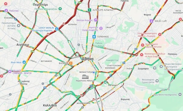 Κίνηση στους δρόμους: Κυκλοφοριακό χάος στην Αττική - «Στο κόκκινο» βασικοί οδικοί άξονες 