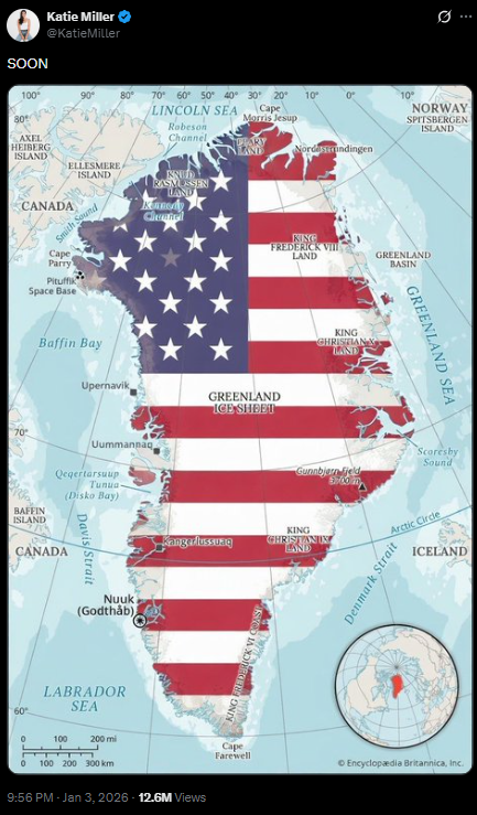 Προκλητικό tweet με τη Γροιλανδία στα χρώματα της αμερικανικής σημαίας προκαλεί αντιδράσεις