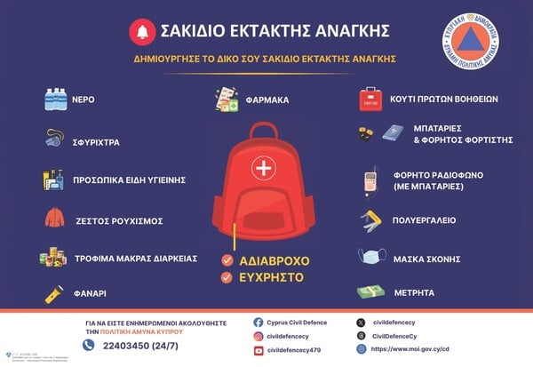 ΚΥΠΡΟΣ ΣΑΚΙΔΙΟ ΕΚΤΑΚΤΗΣ ΑΝΑΓΚΗΣ