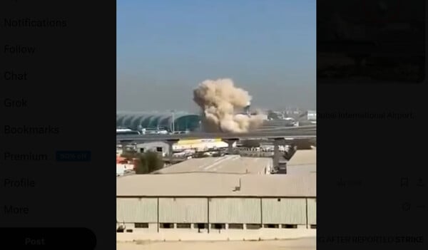 Πόλεμος στη Μέση Ανατολή: Η στιγμή που ιρανικό drone συντρίβεται στο αεροδρόμιο του Ντουμπάι