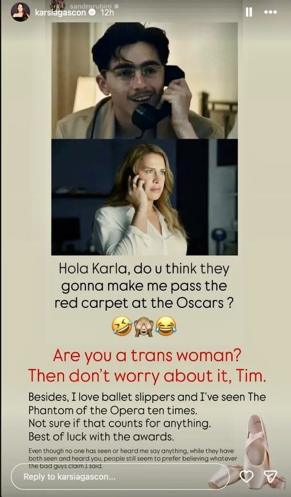 Η Karla Sofía Gascón σχολιάζει ειρωνικά τον Timothée Chalamet