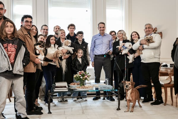 Συνάντηση Μητσοτάκη με Έλληνες που επαναπατρίστηκαν από τη Μέση Ανατολή μαζί με τα ζώα συντροφιάς τους