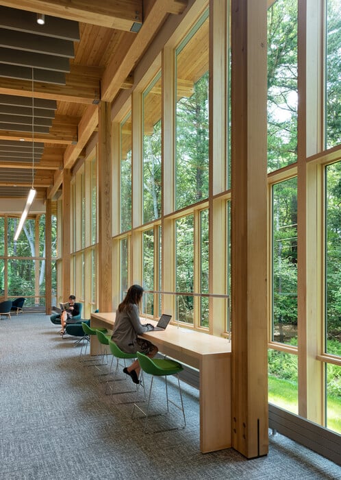 Η ξύλινη δημόσια βιβλιοθήκη Νόργουελ στην καρδιά ενός υγροβιότοπου