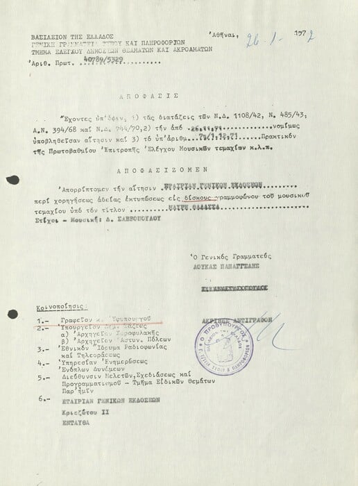 Ντοκουμέντα από τη χουντική λογοκρισία στο τραγούδι και άλλες τέχνες