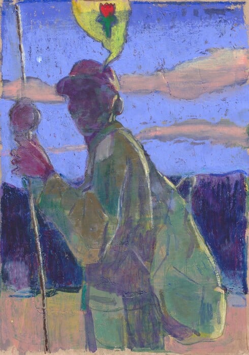 Ο Μιχάλης Κιούσης ζωγραφίζει ανθρώπινες φιγούρες σε αφρικανικά τοπία