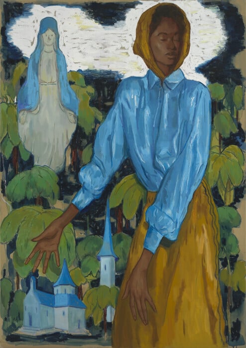 Ο Μιχάλης Κιούσης ζωγραφίζει ανθρώπινες φιγούρες σε αφρικανικά τοπία