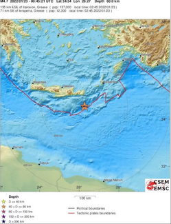 Σεισμός 4,3 Ρίχτερ νότια της Κρήτης τα ξημερώματα