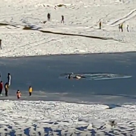 Καρδίτσα: Έσπασε ο πάγος στην επιφάνεια της λίμνης Πλαστήρα - Επισκέπτες βρέθηκαν μέσα στο νερό 