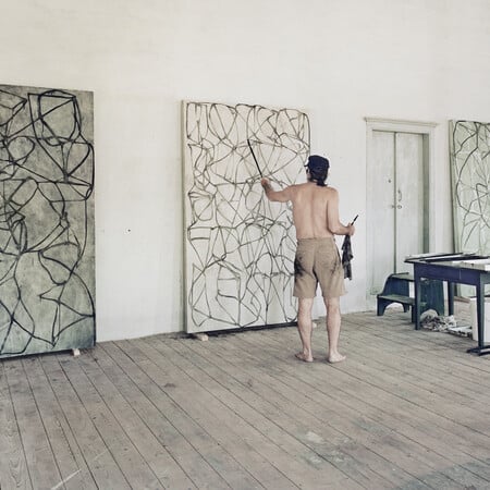 Στο εργαστήριο του Brice Marden στην Ύδρα