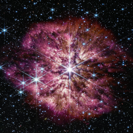 Εντυπωσιακή και σπάνια εικόνα από το τηλεσκόπιο Webb ενός εξαιρετικά φωτεινού αστέρα