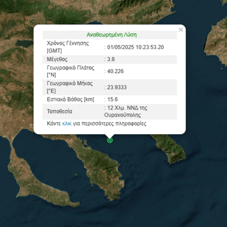 Σεισμός 3,8 Ρίχτερ στο Άγιον Όρος