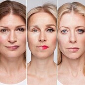 Γυναίκες από 20 έως 60 ετών με το μισό τους πρόσωπο μακιγιαρισμένο 