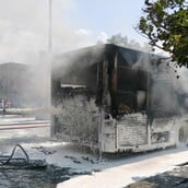 Βόλος: Φωτιά σε αστικό λεωφορείο