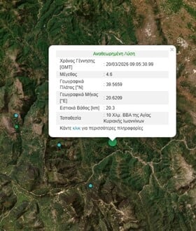 ΣΕΙΣΜΟΣ ΤΩΡΑ ΙΩΑΝΝΙΝΑ