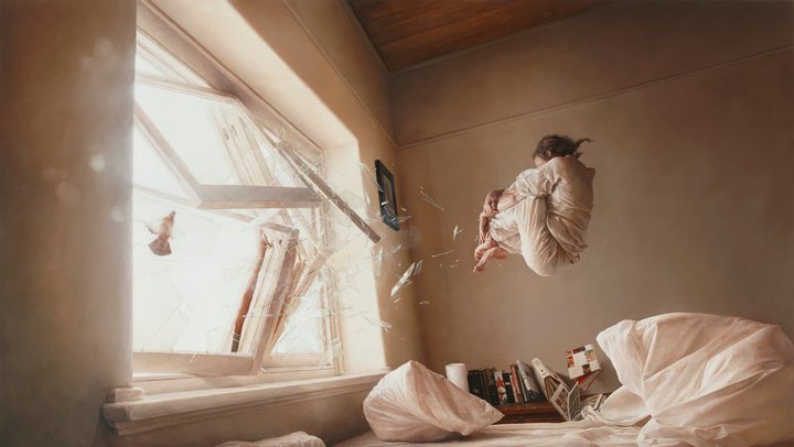 Jeremy Geddes.A perfect vacuum, oil on board, 30x88, 2011