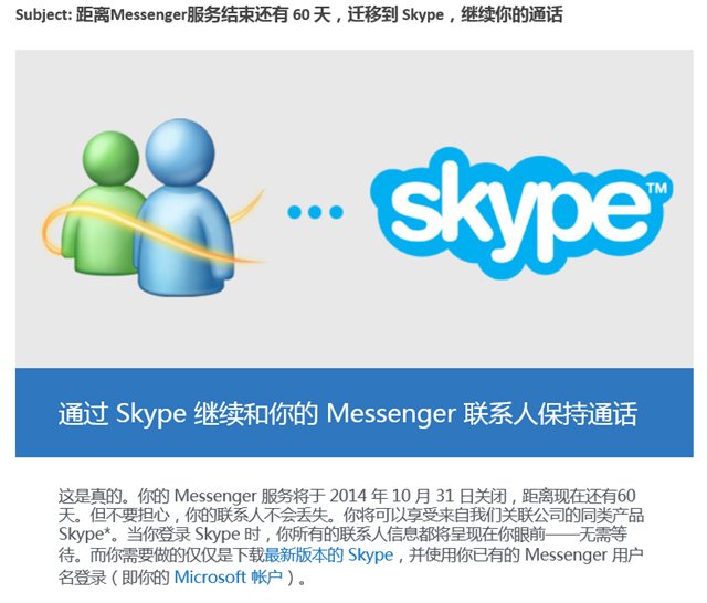 Η ανακοίνωση στο Κινεζικό κοινό της παύσης λειτουργίας του MSN ως αυτόνομο software και η ενσωμάτωσή του με το Skype