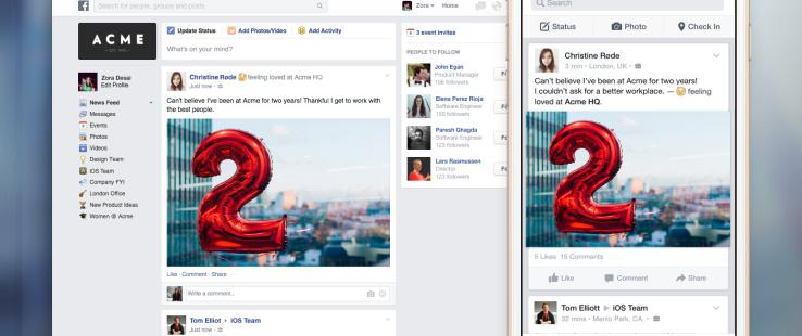 Tο interface του Facebook @ Work